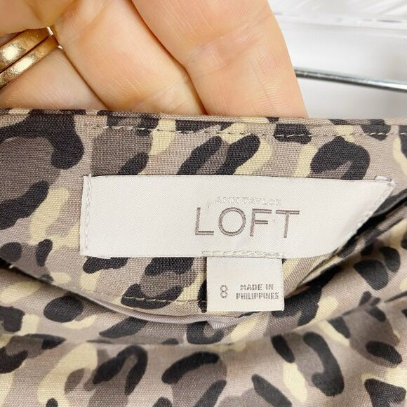 ANN TAYLOR LOFT Tan Animal Print Cheetah Knee Length‎ Pencil Skirt - Size 8 - Picture 3 of 4